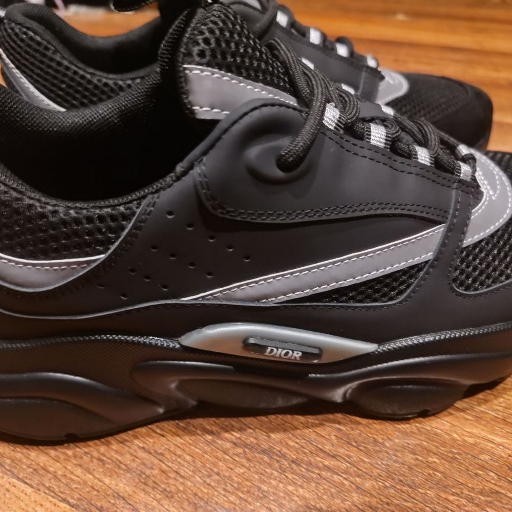 Dior Black and Gray Sneakers with Chunky Silhouette and Cushioned Midsole